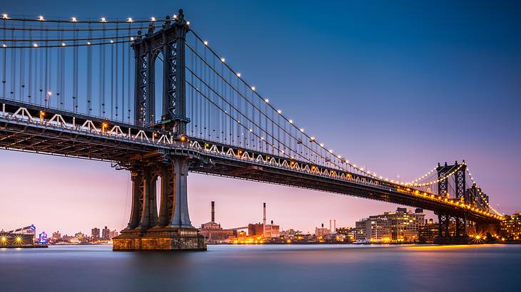 One of the fun things to do in NYC at night is walking across the Brooklyn Bridge