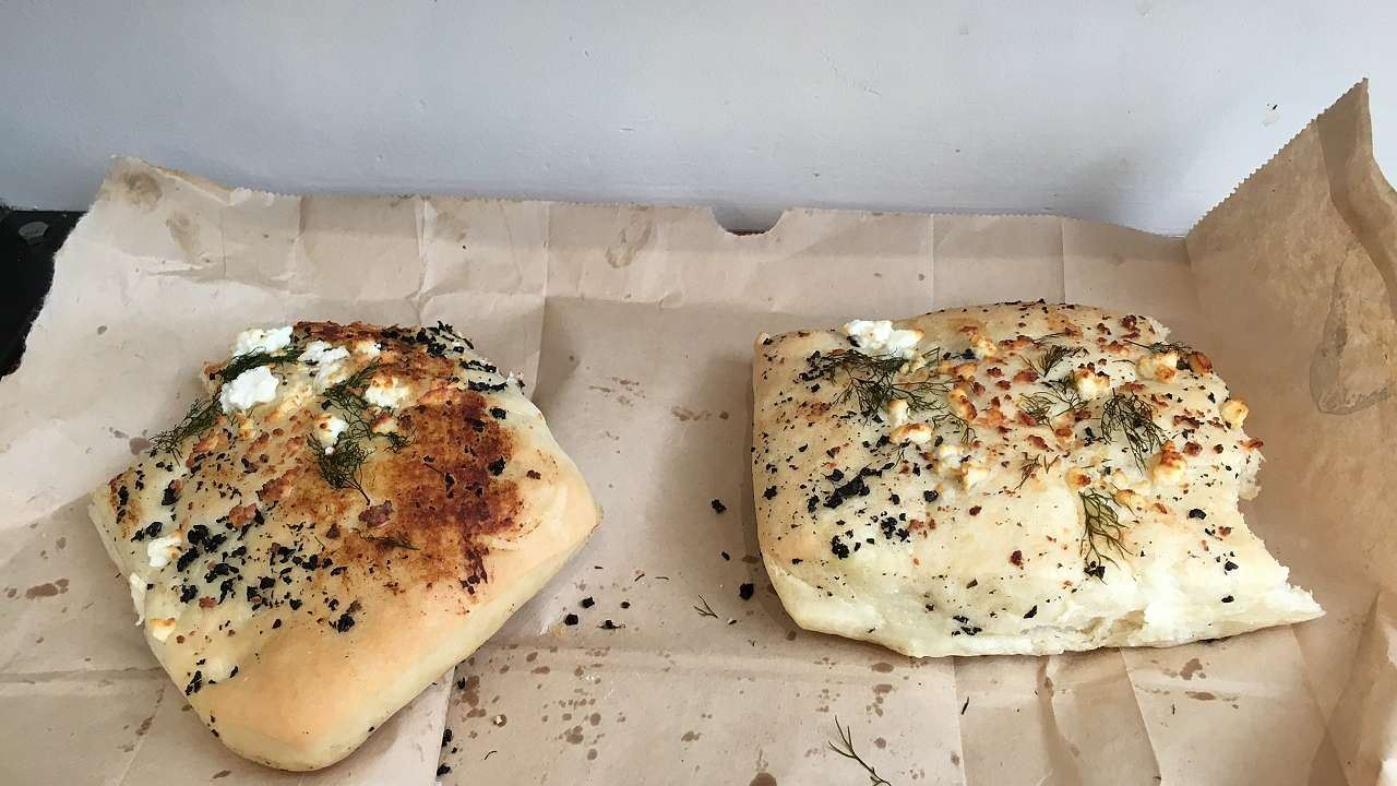 Garlic rosemary focaccia from Crust Bakery in Victoria, BC, Canada