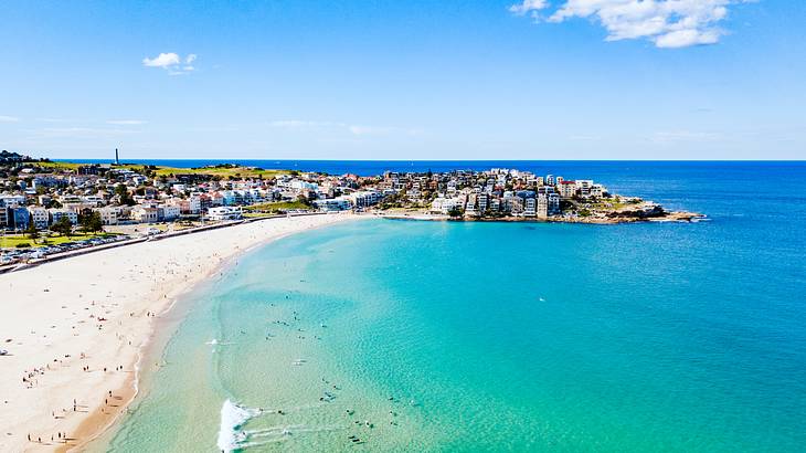 Bondi Beach is where to stay in Sydney for scenic beaches with crystal clear waters