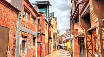 A famous block in Taipei full of historical red brick buildings