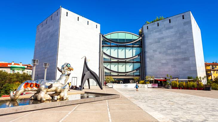 The outside of the Museum of Modern and Contemporary Art in Nice, France