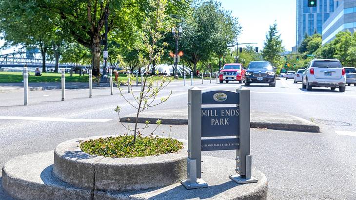 One of the weird things to do in Portland is visiting Mill Ends Park