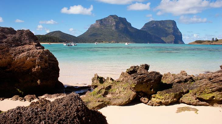 Picture of sand, rocks and blue water, Lord Howe Island, Australia