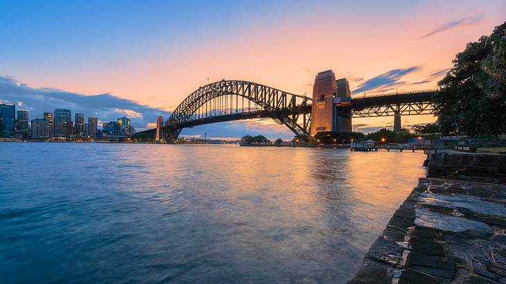 Sydney Harbour Bridge over water, New South Wales, Australia Sydney Harbour Bridge over water, New South Wales, Australia