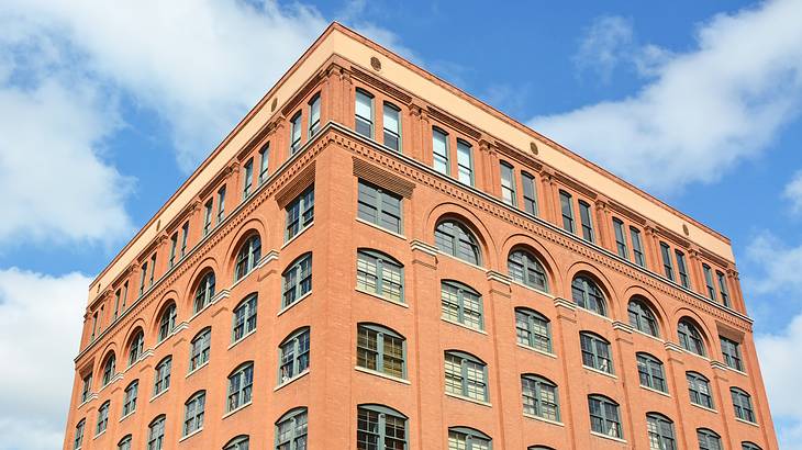 A red brick building with many windows