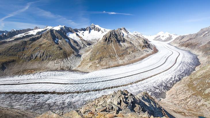 One of the famous landmarks in Switzerland is the Aletsch Glacier