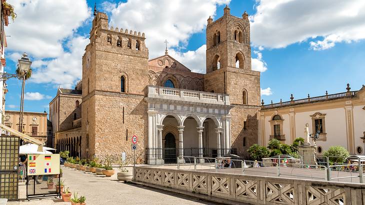 An old church with Norman architecture and white arched columns