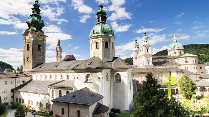 A large cathedral with many towers