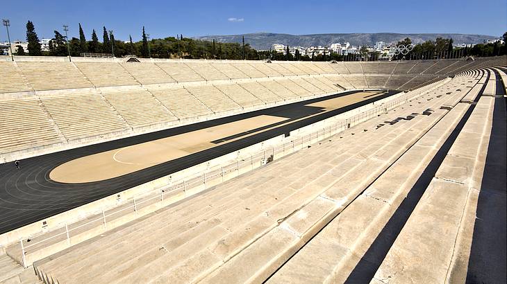 View of the ancient Panathenaic Stadium in Athens, Greece