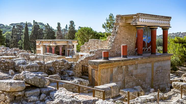 The entrance to the Palace of Knossos in Greece