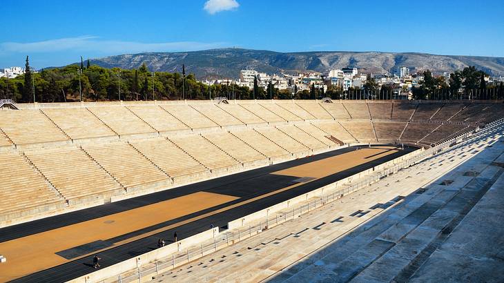 View of the ancient Panathenaic Stadium in Athens, Greece View of the ancient Panathenaic Stadium in Athens, Greece