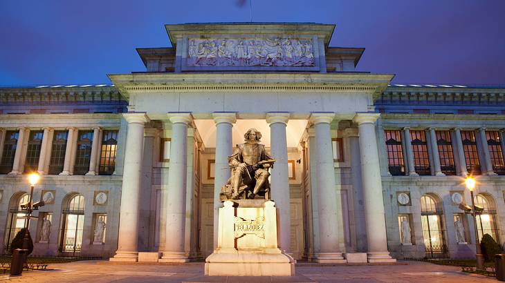 Early morning shot of the entrance of Museo Nacional del Prado, Madrid, Spain