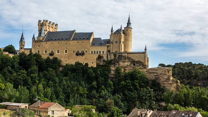 Famous Spanish landmarks - The medieval fortress Alcázar de Segovia in Segovia, Spain