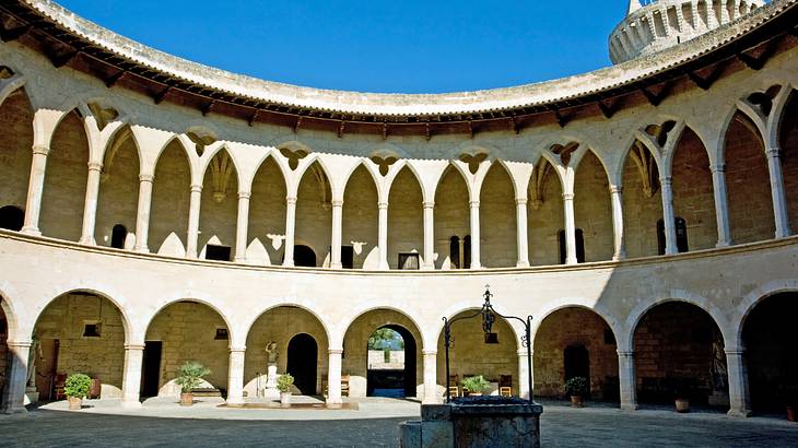 The internal courtyard of Castell de Bellver, Palma de Majorca, Spain