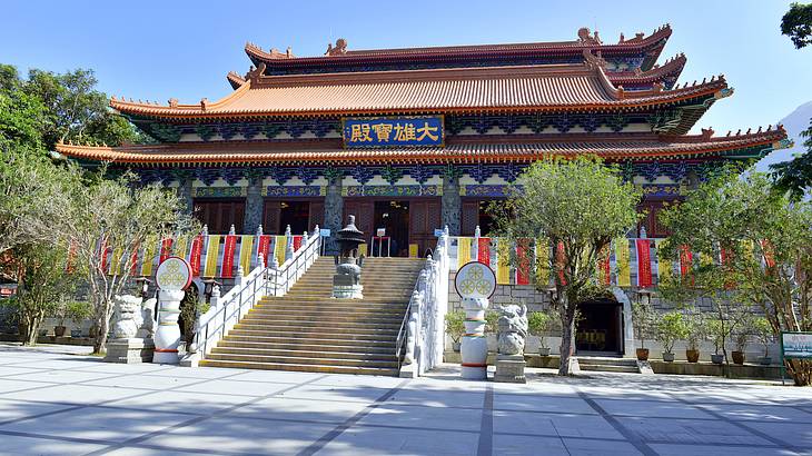 The facade of a monastery, Lantau Island, Hong Kong