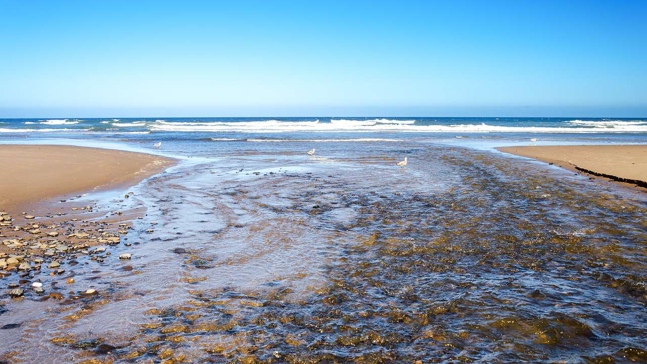A shallow watercourse connected to the sea