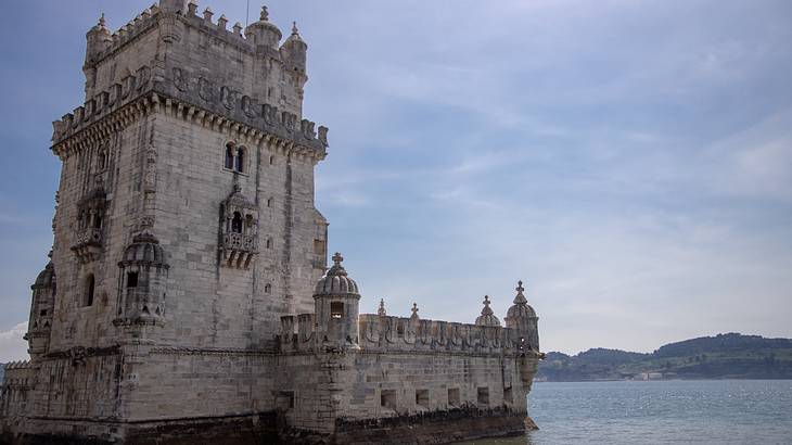 Belém Tower located on the water, Lisbon, Portugal
