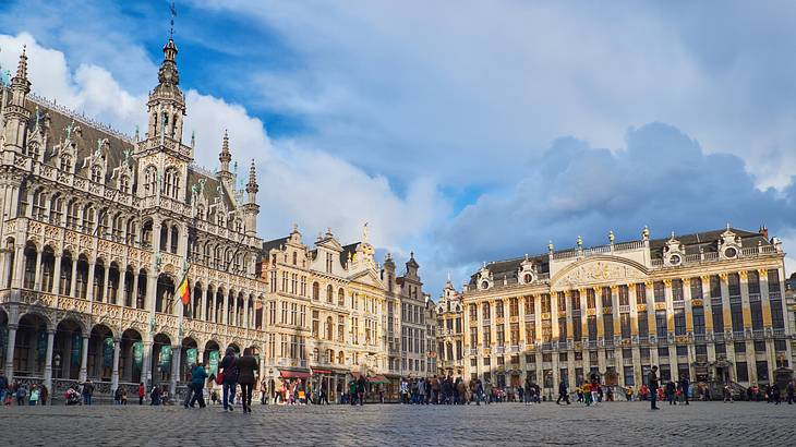 A square and buildings at the Grand Place, Brussels, Belgium