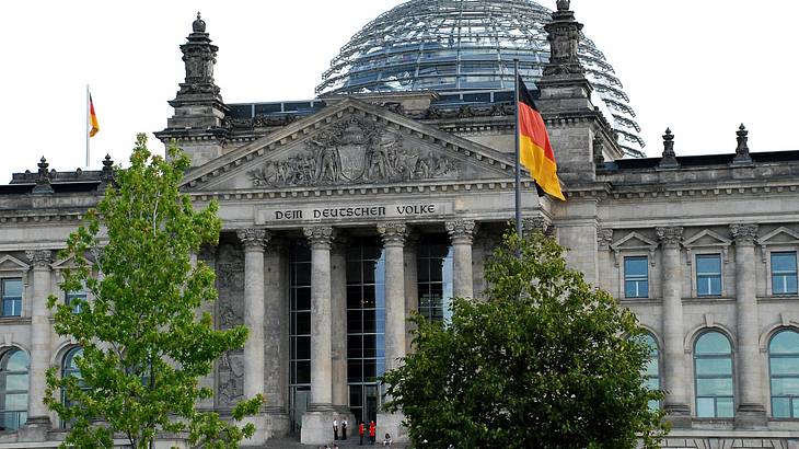The outside of the Reichstag Building and its dome, Berlin, Germany
