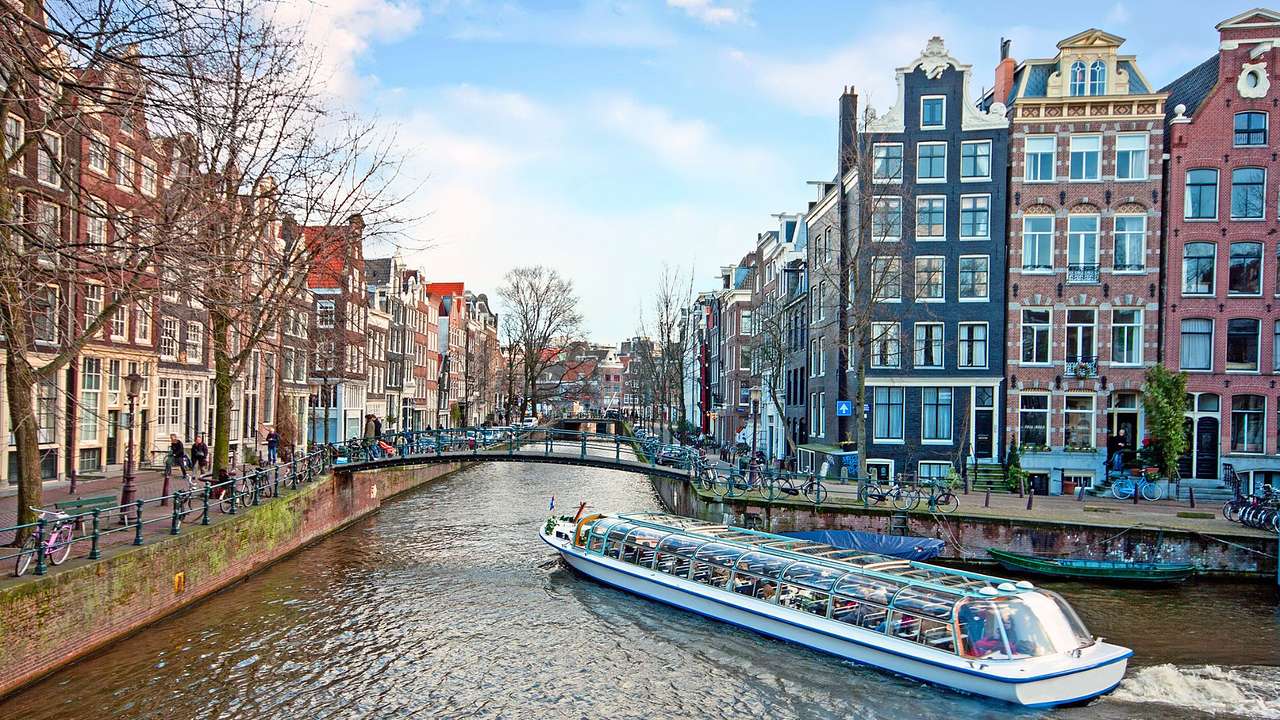 A canal cruise is one of the fun things to do in Amsterdam for couples