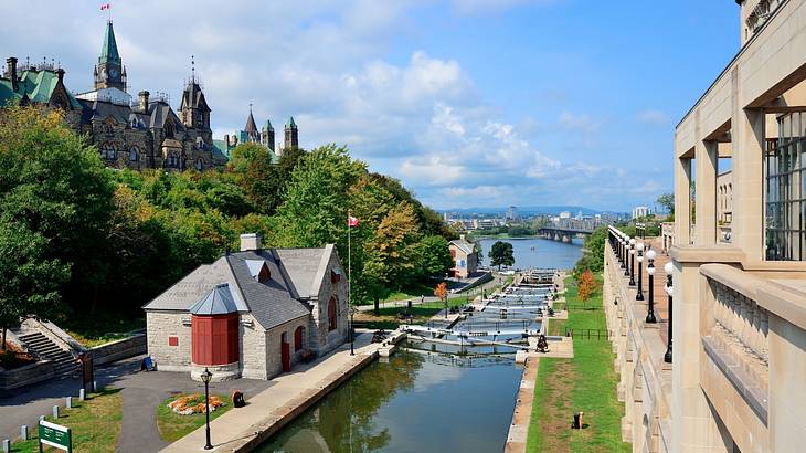 The Rideau Canal from above, one of the most famous landmarks in Canada