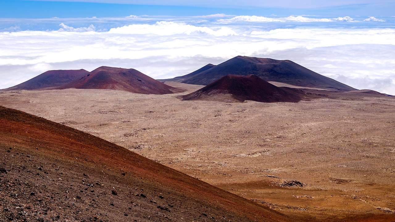 Craters at Mauna Kea volcano, one of the most famous landmarks in Hawaii