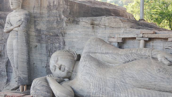 The statue of Gal Vihara is one of the best places to visit in Polonnaruwa, Sri Lanka