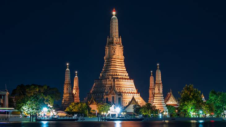 Wat Arun temple at night, one of the best places to visit in Bangkok