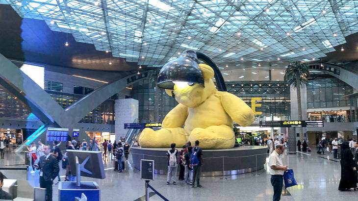 One of the most interesting facts about Qatar is the giant teddy bear at the airport