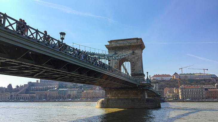 The Link Between Buda and Pest - Szechenyi Chain Bridge over the Danube River