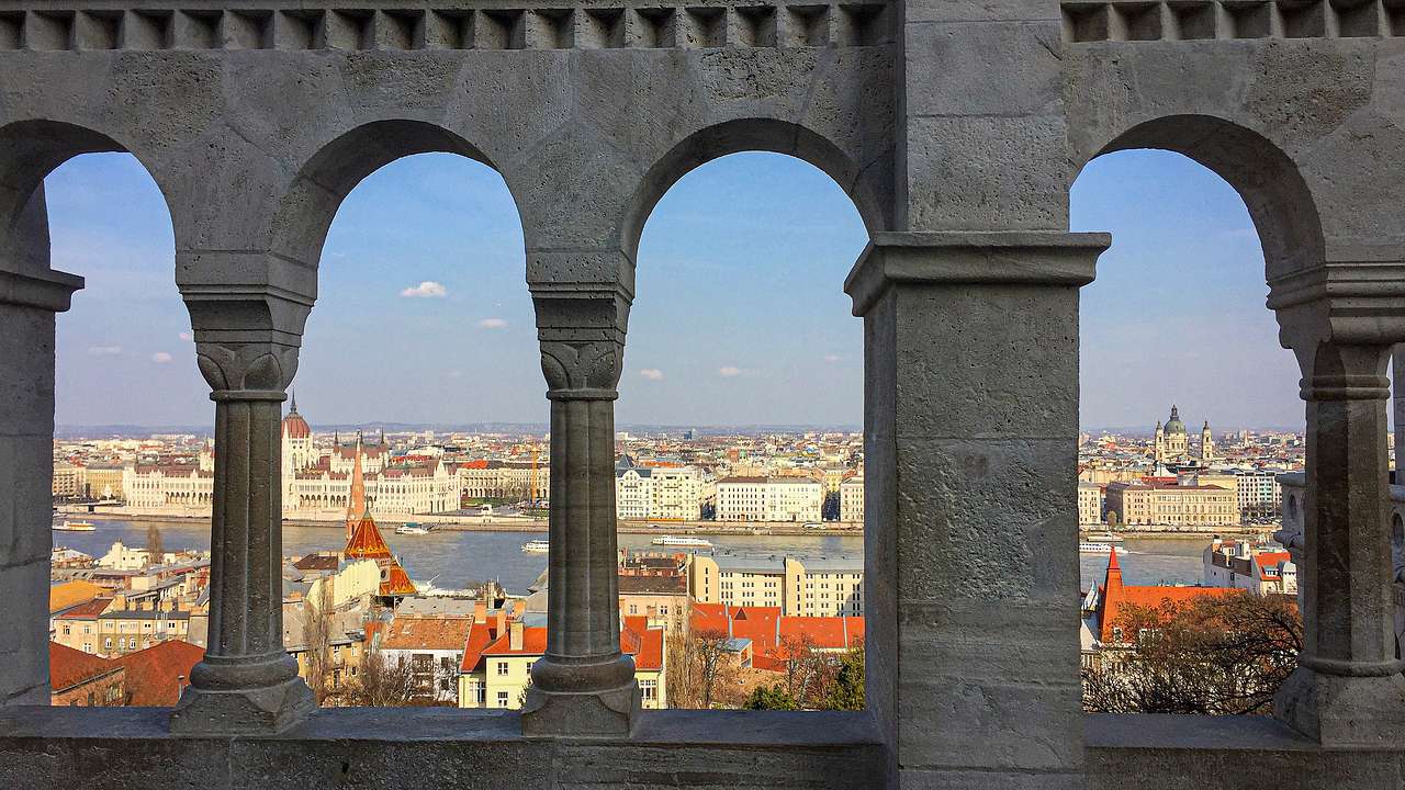 View from Fisherman's Bastion, Buda side, Budapest, Hungary
